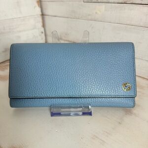 Gucci Marmont Interlocking GG Betty Blue Leather Continental Wallet